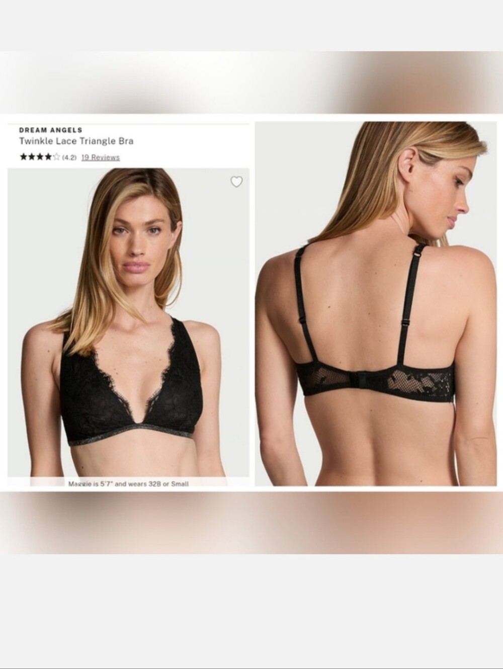 Victoria's Secret Very Sexy Dream Angels Twinkle Lace Shine Triangle Bra XLARGE